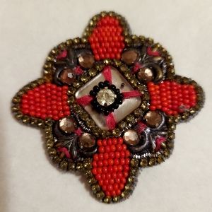 Anthropologie Red Beaded Barrette